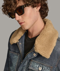 Wesley Denim Leather Chore Jacket